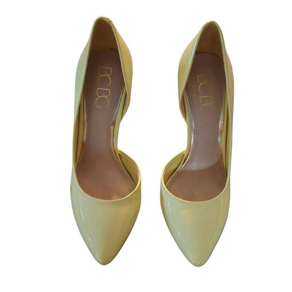 BCBG Paris JAZE 3" Pale Yellow Patent Leather High Heel Pumps Shoes Size 8.5